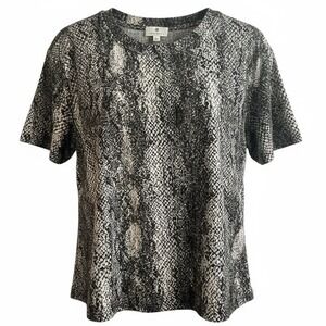 SOCIALITE Womens Top Large Snake Print Short Sleeve Stretch Office Casual Trendy